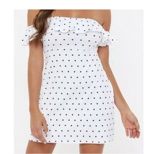 Frill Off -Shoulder Mini Bardot Dress